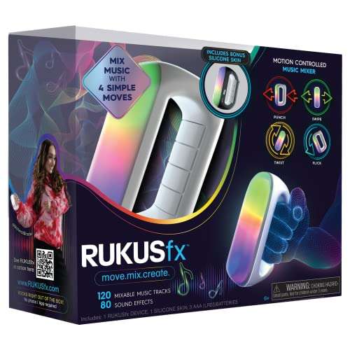 RUKUS Just Play RUKUSfx Motion-Controlled Music Mixer, Lights and Sounds Music, with Bonus Skin, Multicolor 6