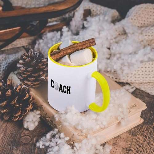 3dRose Coffee Mug, Size - 11oz - coach, black letters with volleyball on white background Xander sports sayings - funny coffee cup gift 6