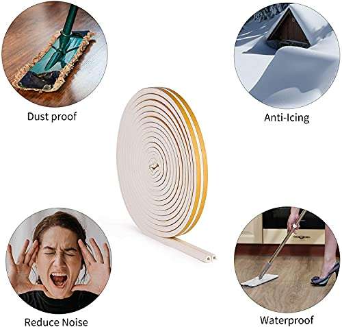 Bilvina Self-Adhesive 6 Meter D Shape, , Rubber Insulation, Weather Proof, dust Proof, Sound Proof, Insect Blocker, Collision Avoidance for Door/Window in White Color 6