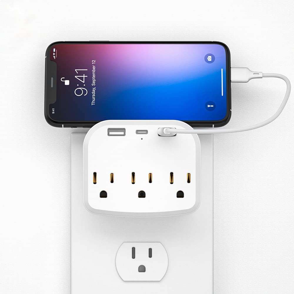 Surge Protector Converter, Outlet Extender with 3 Outlet Splitter and 3 USB Charger (1 USB C), ETL Certified USB Wall Charger Power Adapter, Multi Plug Outlets for Home, Office, School, White 1