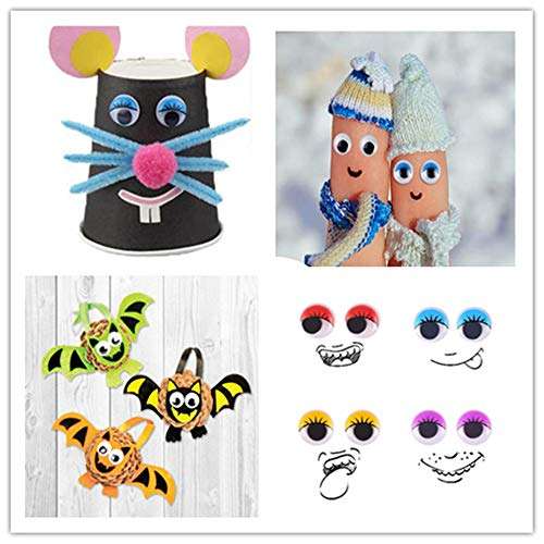 240 Pieces 15mm Wiggle Eyes Multi Color Google Eyes with Self- Adhesive Eyelash Googly Eyes 3