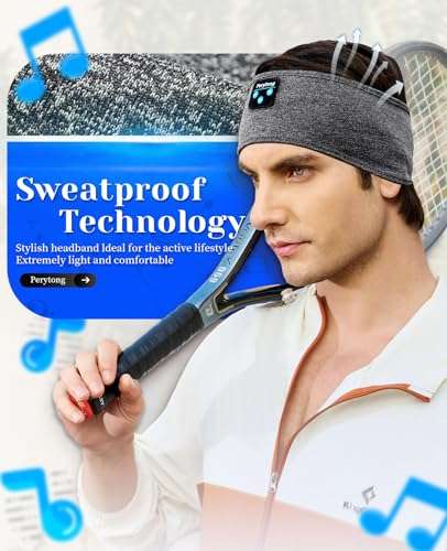 Perytong Sleeping Headphones Bluetooth Headband, Soft Long Time Play Sleeping Headsets with Built in Speakers Perfect for Workout,Running,Yoga,Travel, Darkgray 2