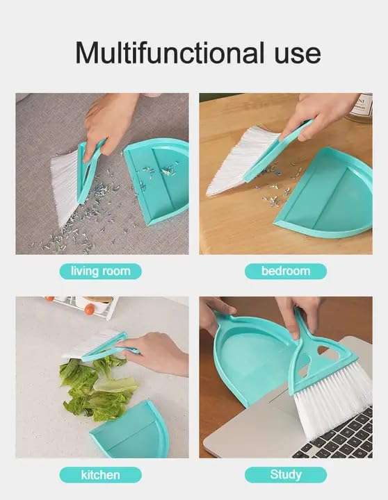 PURCHASE ZONE Mini Broom Dustpan & Brush Set Easy Cleaning Office Car Tidy Home Kitchen Tabletop Versatile Small Broom and Dustpan Set for Car, Desktop, Home, Kitchen (Multicolor Pack of 1) 5