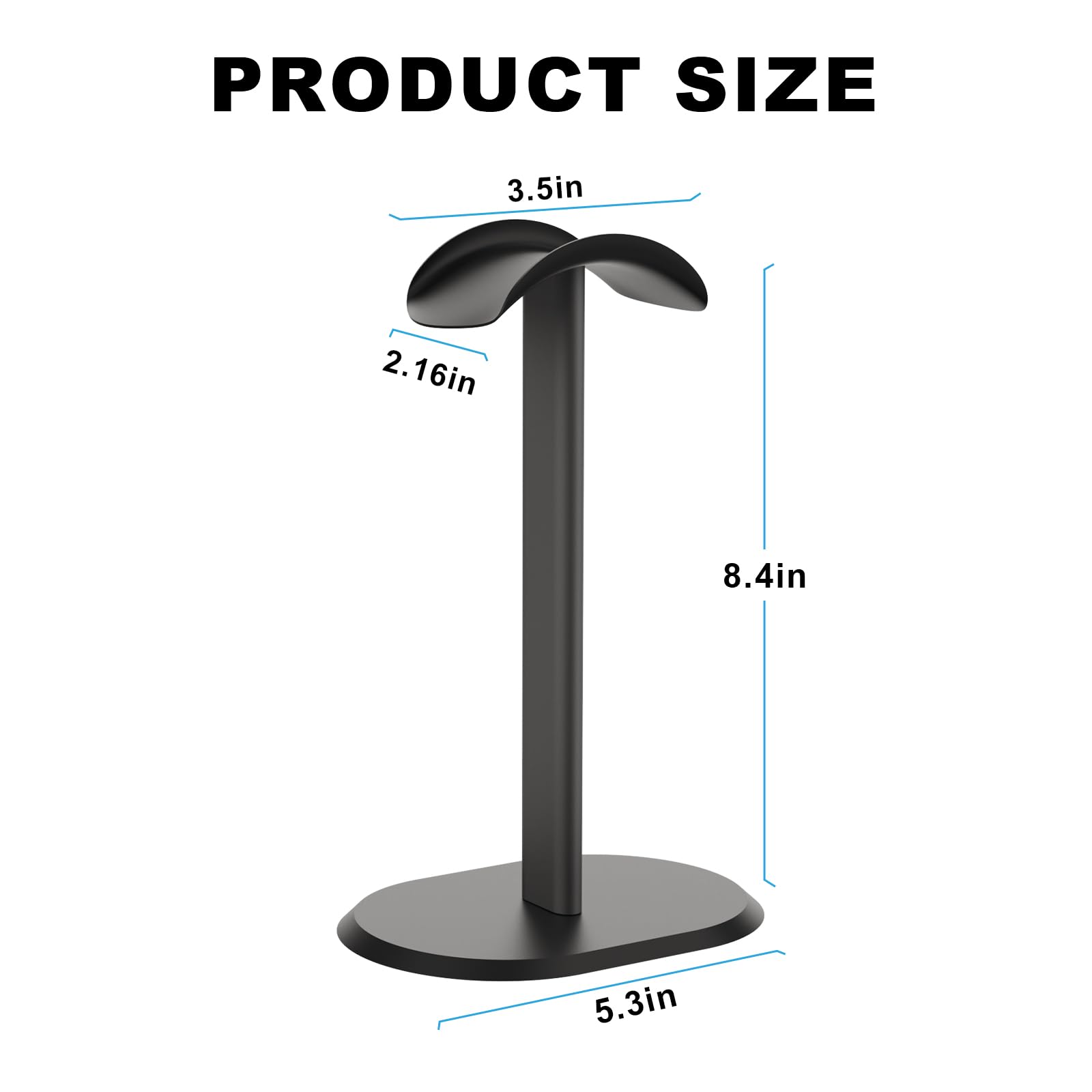 DR·AMIU Headphone Stand, Headset Holder for Desk with Aluminum Supporting Bar Compatible with All Over-Ear On-Ear Headphones Size, Black 4