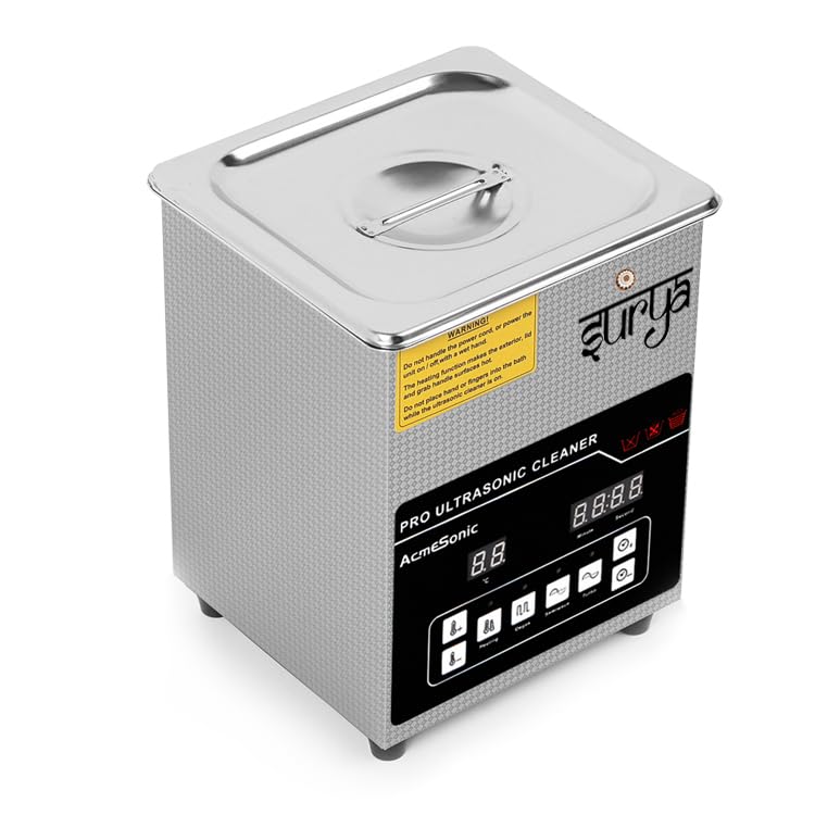 Surya Ultrasonic Machine 1.3L Cleaner with Auto Digital Timer and Heater, Professional 42kHz Retainer Denture and Jewelry Cleaner, Home Ultrasonic Cavitation Machine for Glasses Watches 4