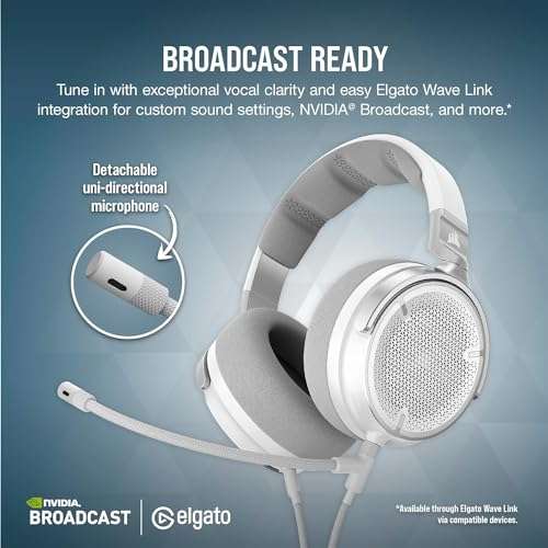 Corsair VIRTUOSO PRO Open Back Multiplatform Wired Gaming Headset – Detachable Uni-Directional Microphone – Graphene Drivers – 20Hz-40 kHz – PC, Mac, PS5, PS4, Xbox, Nintendo Switch, Mobile – White 3