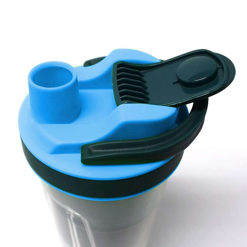 KOMTO Stylish Protein Shaker Blender Bottle BPA Free Material 100% Plastic 500ml Shaker Bottle for Gym Leakproof Unisex (Blue) 4