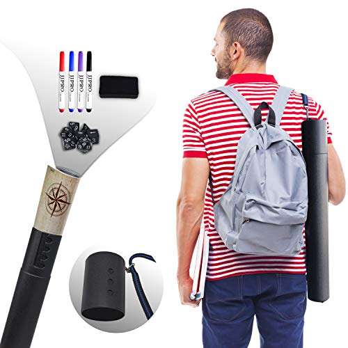 Battle Grid Game Mat - 24"x36" Vinyl Game Mat - Table Top Role Playing Map - Reusable RPG Dungeons and Dragons (DND) Game Map - Portable Plastic Storage Tube and Markers, Eraser, Dice Set Included 4