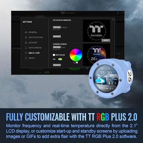 Thermaltake TH360 V2 Ultra ARGB Sync/AlO Liquid Cooler/ARGB Fan 120 * 3/PWM 500~1500rpm/Water Block 2.1" LCD/Hydragea Blue, CL-W420-PL12BU-A 5