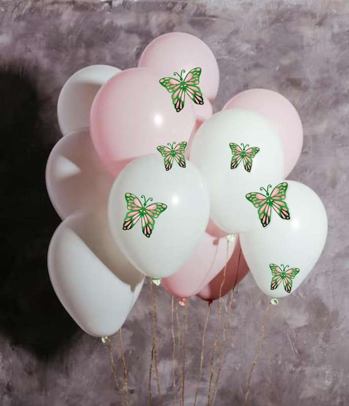Untumble Butterfly Stickers for Balloon Decoration | Pink & Green Butterfly 3D Stickers for Wall Decoration | Decorative Butterfly Stickers | Butterfly Stickers for Birthday Decoration | Pack of 6 5