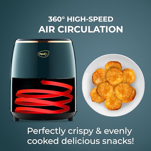 Pigeon Healthifry Digital Air Fryer, 360° High Speed Air Circulation Technology 1200 W with Non-Stick 4.2 L Basket - Green 5