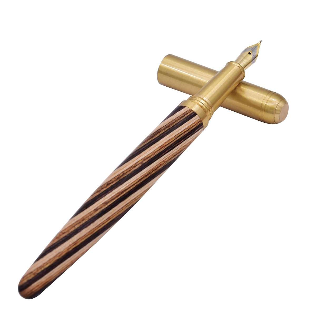 SIPLIV Vintage Wooden Calligraphy Pen Brass Wood Dazzling Colors Calligraphy Pen Medium Nib Fancy Pens Smooth Writing Pen for Office School Supplies 4