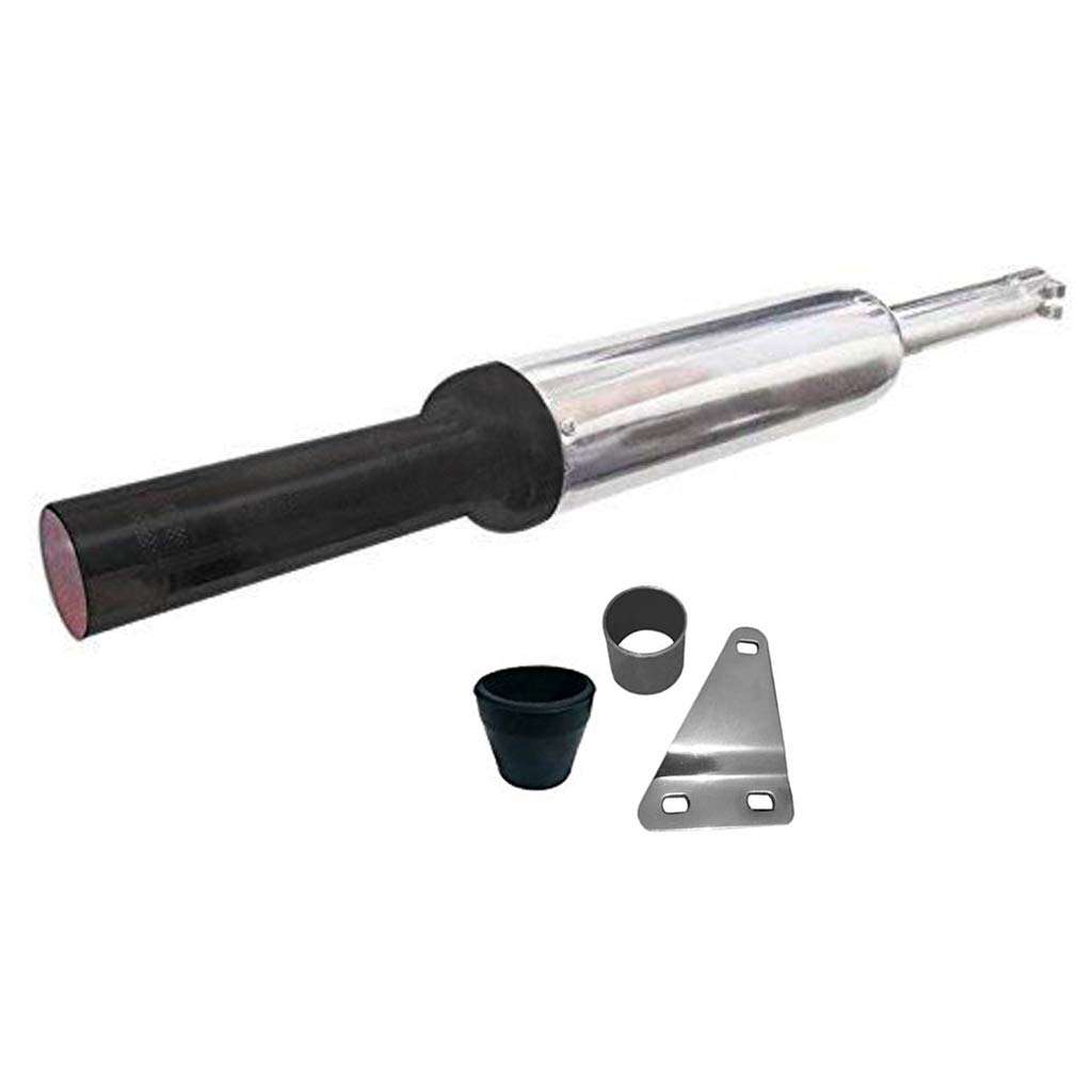 OZANGO Bike Mini Punjab Dholki Short Bottle Glasswool Filter Bullet Exhaust Silencer Front Black With Zed Clamp Bush For Royal Enfield Classic 350 1