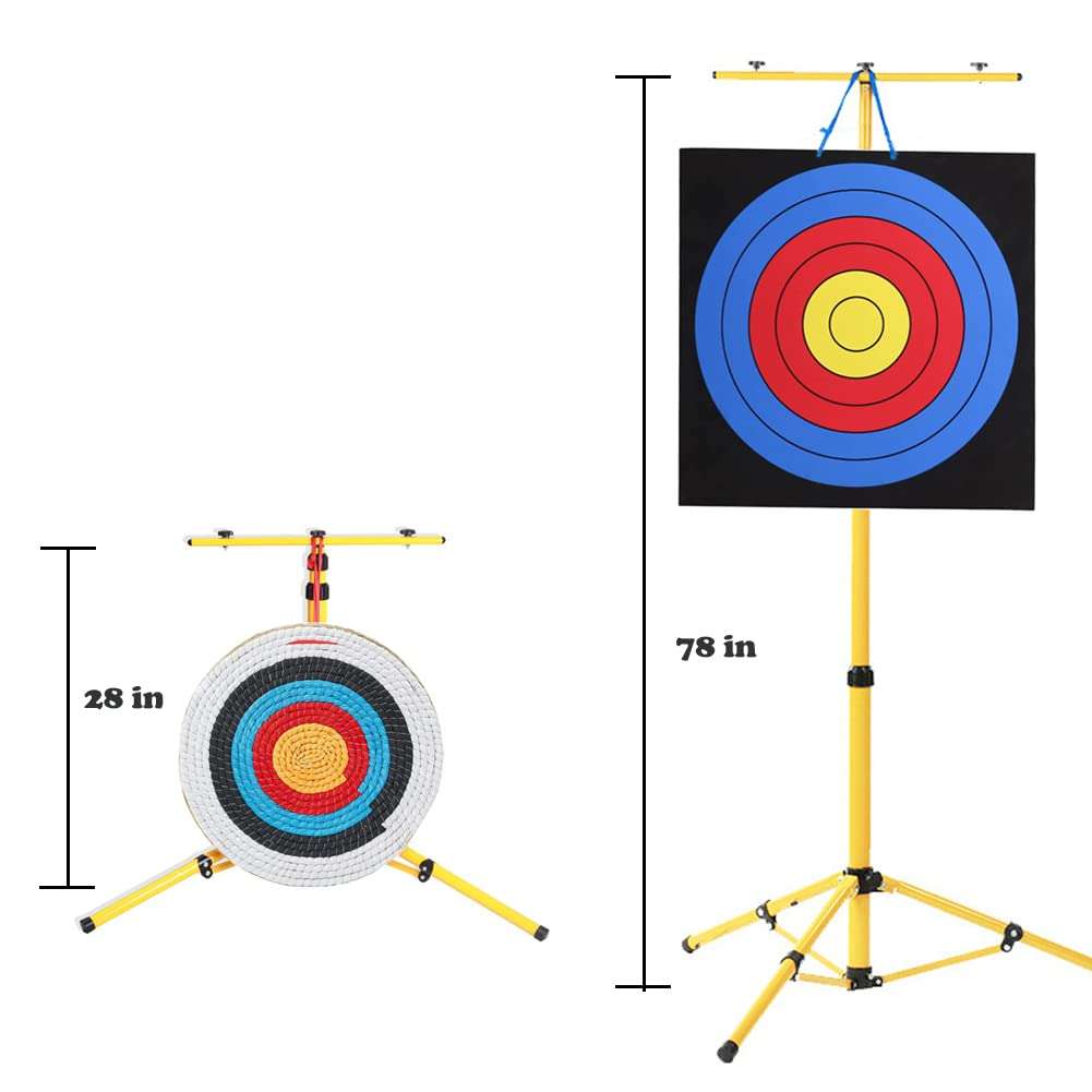 Archery Target Stand for Backyard Targets Shooting ​Adjustable Foldable Adjustable Hanging Traditional EVA Straw Targets Stand Multi-Application Brackets (Yellow Archery Stand) 2