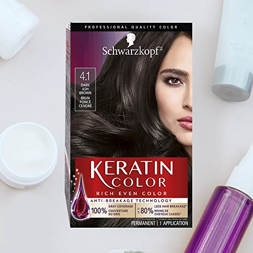 Schwarzkopf Keratin Color Permanent Hair Color Cream, 4.1 Dark Ash Brown (Pack of 5) 3
