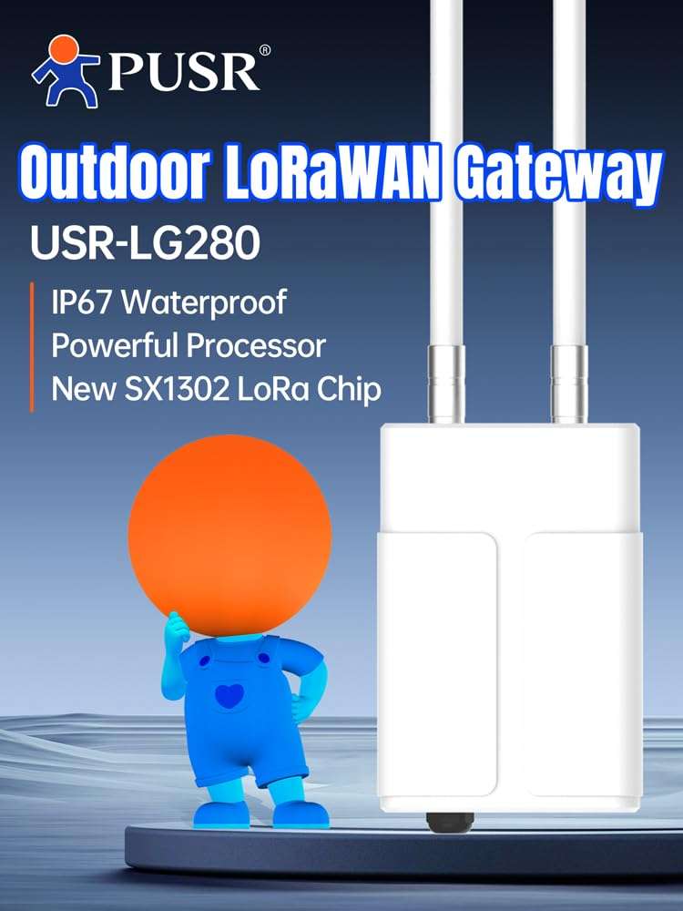 PUSR Outdoor LoRaWAN Gateway Quad-Core 64-bit Processor Semtech SX1302 Up to 2000 end nodes IP67 Waterproof USR-LG280 3