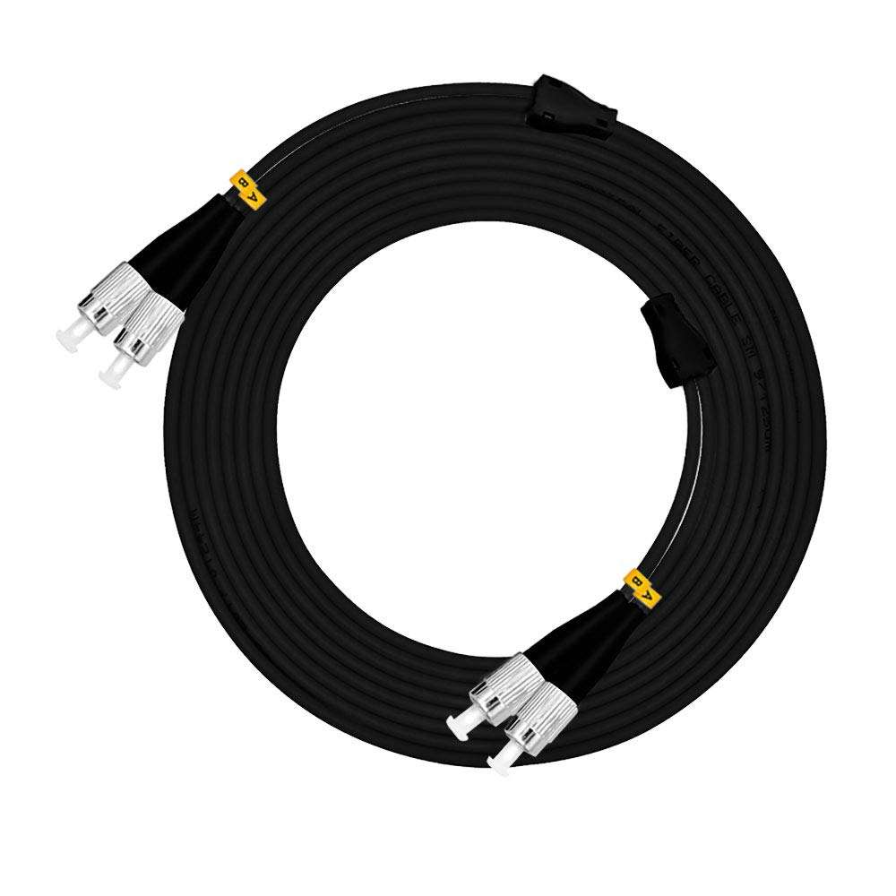 Jeirdus 20M FC to FC 10G OM3 Outdoor Armored Duplex 50/125 Fiber Optic Cable Jumper Optical Patch Cord 20Meters 65FT Multimode FC-FC 4