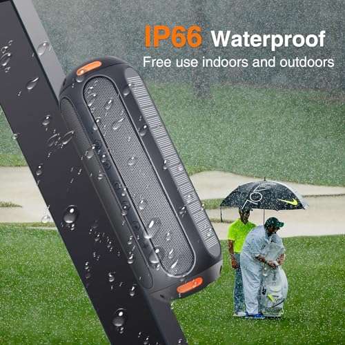 ATOVANKA Magnetic Solar Bluetooth Speaker,Portable Golf Cart Speaker with 7 Colorful Flashing Lights, 30W Super Bass 15H Playtime, IP66 Waterproof, for Outdoor, Home, Party, Beach, Travel 6