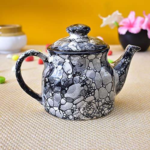 KunhaR Ceramic Teapot - 1 Piece, Black Luster, 300 ml 3
