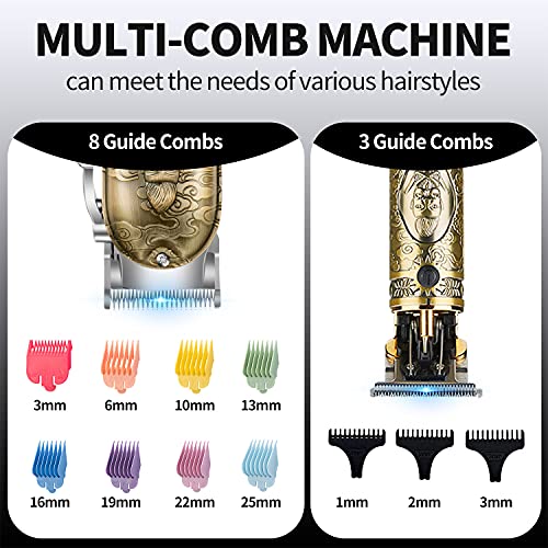 Roziapro Hair Clippers for Men T-Blade Trimmer Professional Barber Clippers - Cordless Hair Cutting Beard Trimmer Mens Electric Hair Trimmer Rechargeable GoldÃ‚ Knight Grooming Kit 4