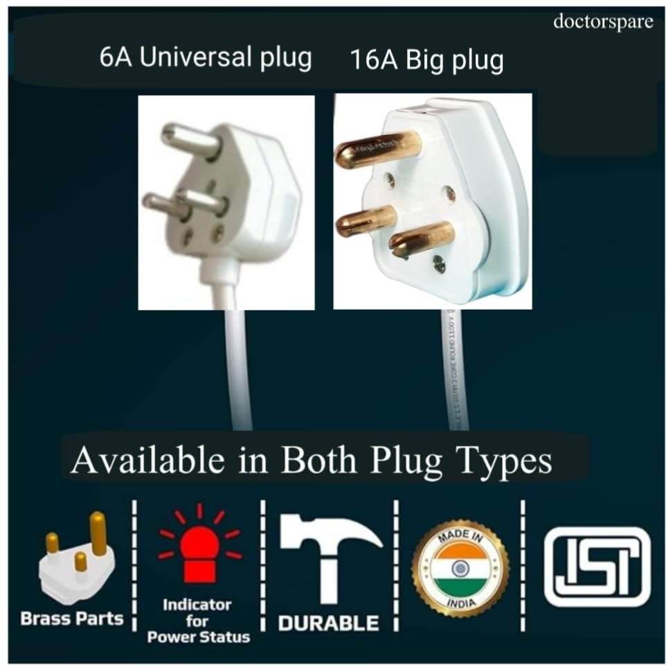 Power Extension Board with Copper Wire, 6A/16A Socket, Built-in 32A MCB/Indicator Light | Extension Box for Vaccume Cleaner, Air Purifier & Multiple Home Appliances (16A Big Plug, 3 metre Wire) 4