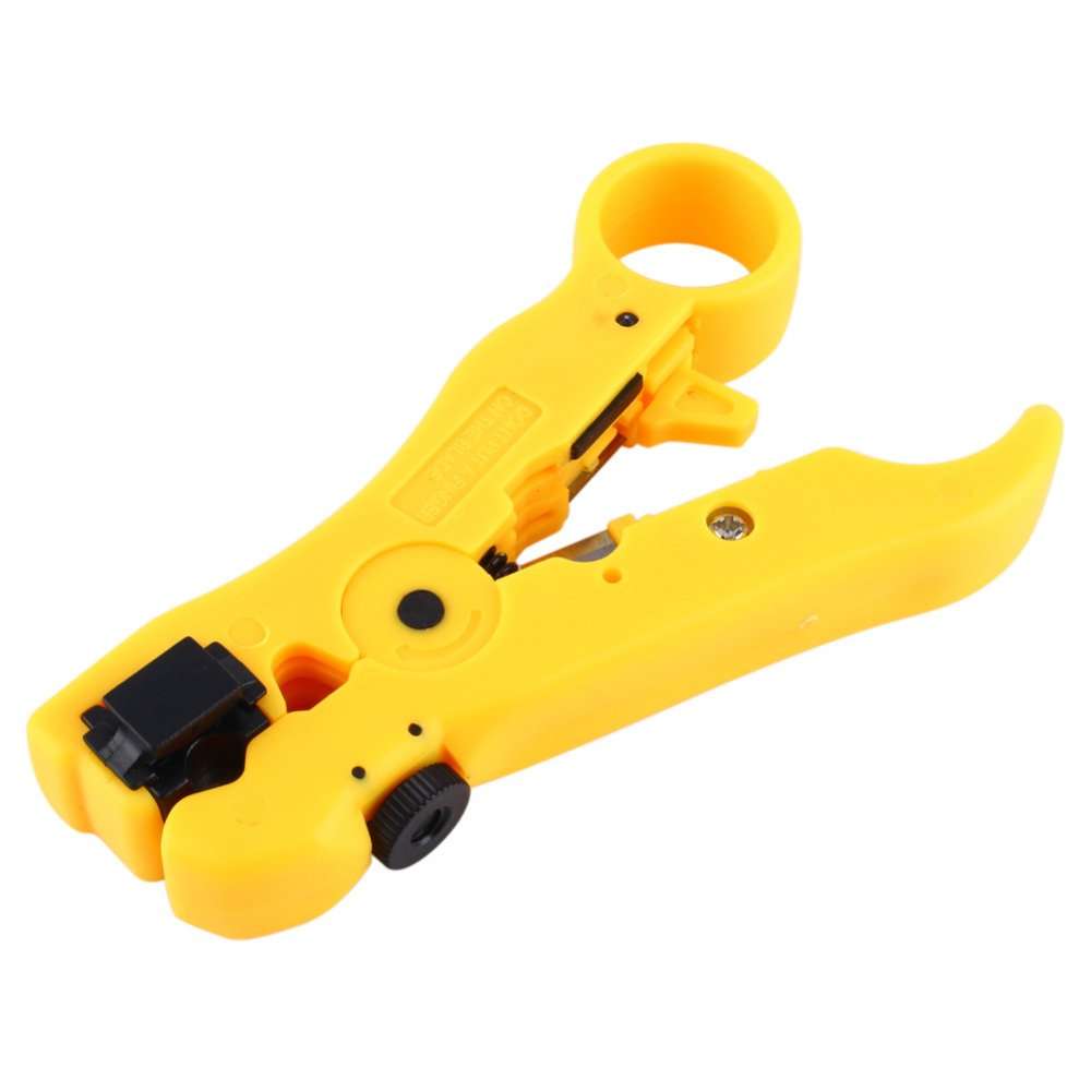Generic Yellow Mulitifunctional Plastic Coax Coaxial Cable Wire Cutter RG59 RG6 RG7 RG11 Stripper Stripping Scissors Tool 4
