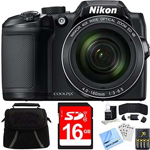 Nikon COOLPIX B500 16MP 40x Optical Zoom Digital Camera Black Bundle with 16GB Memory Card, Camera Bag for DSLR and 4X Rechargeable AA Batteries with Charger 1