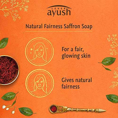 Lever Ayush Natural Fairness Saffron Soap, 100 g each (Buy 4 Get 1) 3
