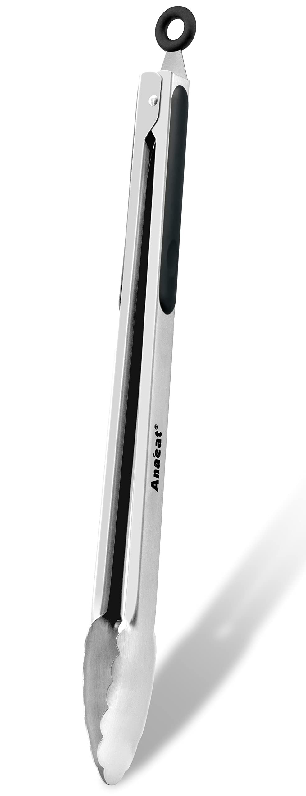 Anaeat Extra Long Stainless Steel Grilling Locking Tong, 17" Sturdy Coiled Spring Kitchen Food Tong with Non-Slip Silicone Grip for BBQ, Baking, Cooking - Heat Resistant up to 480°F (Black) 1