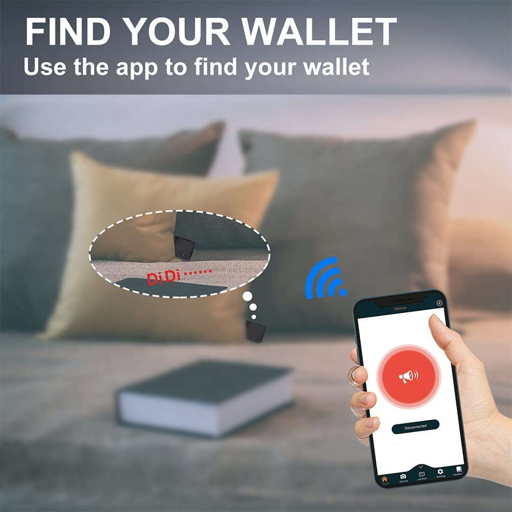 Anti-Lost Wallet Bluetooth Tracker, Position Record (Via Phone GPS), Bifold Cowhide Leather Men Wallets 3