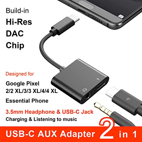 USB C to 3.5mm Headphone Jack Adapter,PD/QC Fast Charge,Wingstek Type-C Audio Earphone Aux Splitter,Work for iPad Pro/Air4/mini6,Samsung Galaxy S21/S20/Ultra/Note 20/10+Plus, Pixel 5/4/3/2 XL, Black 2