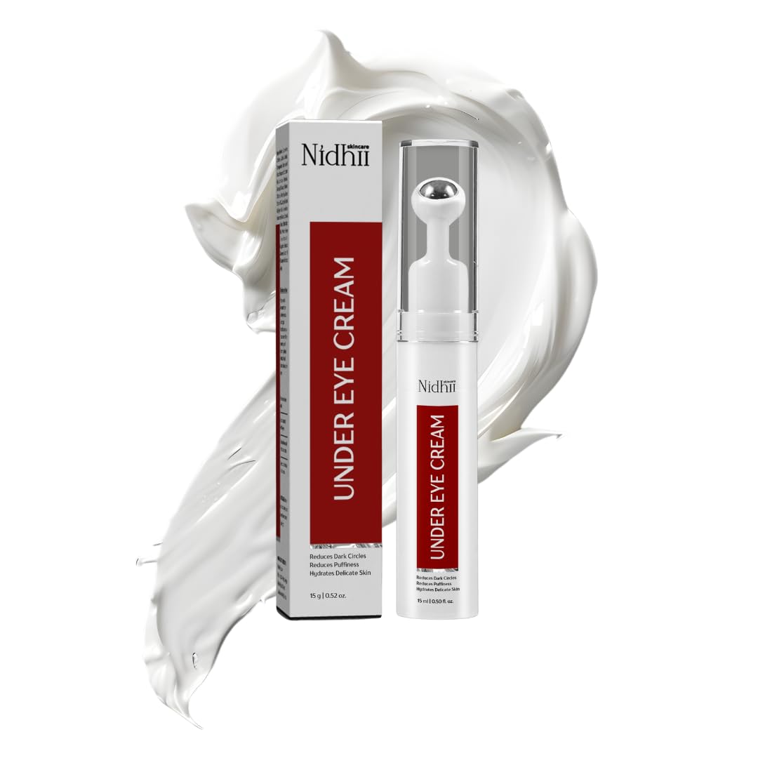 Nidhii Skincare Under Eye Cream for Dark Circles, Puffiness & Fine Lines | With Caffeine, Alpha Arbutin & Ceramides | Hydrating Eye Gel for Women & Men | 15gm 1
