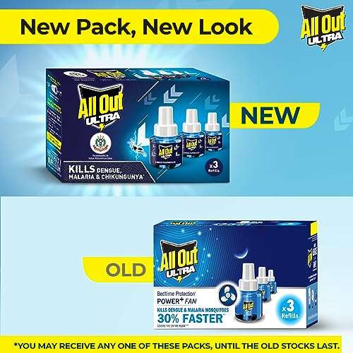All Out Ultra Liquid Vaporizer, 3 Refills (45ml each) | Kills Dengue, Malaria & Chikungunya Spreading Mosquitoes| India's Only Mosquito Killer Brand Recommended by Indian Medical Association 3