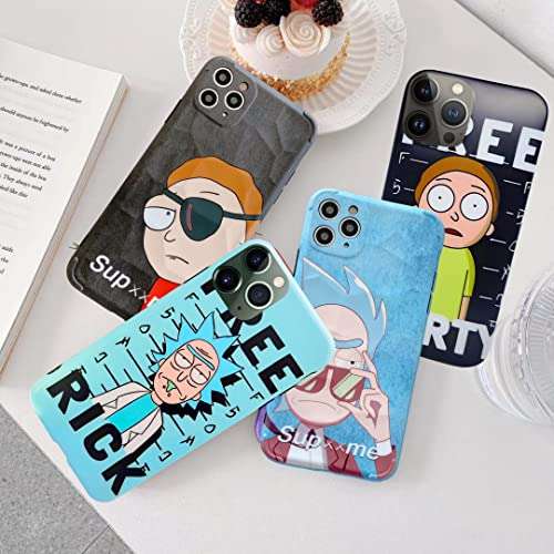 QuAngy Case for Apple iPhone – Colorful & Aesthetic Rick-Morty Cool Fun case with Cartoon Designs - 360 Protection -Bumper Shock Resistant - Wireless Charging Compatible (for 11 Pro Max, Free Rick) 5