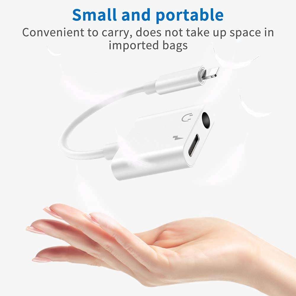 [Apple MFi Certified] 2 Pack Headphone Adapter for iPhone, Lightning to 3.5mm Aux Audio Jack +Fast Charger Dongle Splitter, Compatible with 14/13/12/SE/11/Xs/XR/X/8 7 Support All iOS + Volume Control 5