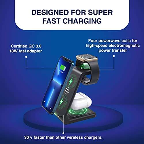 Fast Wireless Charging Station for iPhone, Apple Watch and Airpods (Black) 4