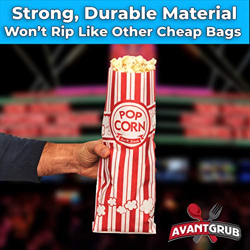 Leak-proof, Grease Resistant Popcorn Bags 25 Pack. Tear Resistant, Single Serving 2oz Paper Sleeves in Nostalgic Red/White Design. Great Movie Theme Party Supplies, Retro Carnivals & Fundraisers 2