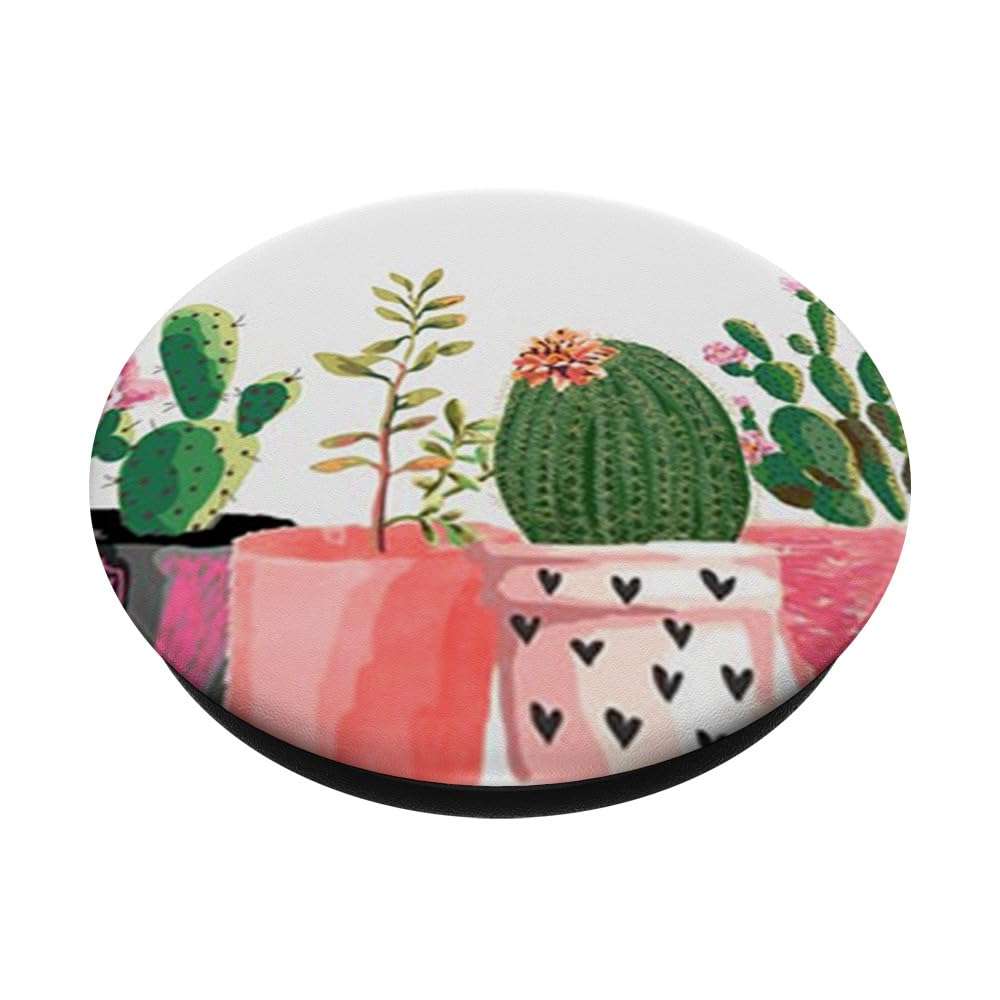 Cute Cactus Flower Watercolor Plants Design Succulent PopSockets PopGrip: Swappable Grip for Phones & Tablets PopSockets Standard PopGrip 2