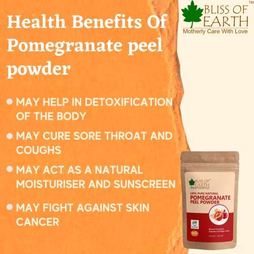 Bliss of Earth™ 100% Pure & Natural Pomegranate Peel Powder | 2x100GM | Cure Pimple & Acne | Remove Wrinkles | Natural Sore Throat Reliver | Anar Powder | 5