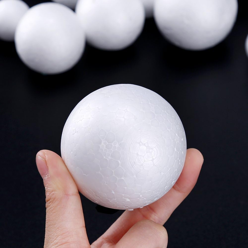 Pllieay 20 Pieces 5 Sizes White Foam Balls Polystyrene Craft Balls Art Decoration Foam Balls for Art, Craft, Household, School Projects and Party Decoration 3