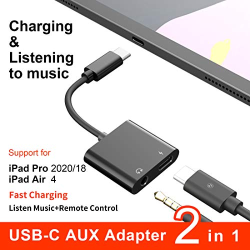 USB C to 3.5mm Headphone Jack Adapter,PD/QC Fast Charge,Wingstek Type-C Audio Earphone Aux Splitter,Work for iPad Pro/Air4/mini6,Samsung Galaxy S21/S20/Ultra/Note 20/10+Plus, Pixel 5/4/3/2 XL, Black 4