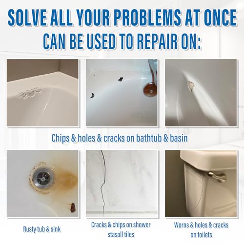 Cracked Porcelain Sink Repair Kit White, High-Gloss Porcelain Repair Kit White, Porcelain Chip Fix for Sinks, Tiles on Enamel, Acrylic, Fiberglass, Ceramic, Shower Kit & Tray 3