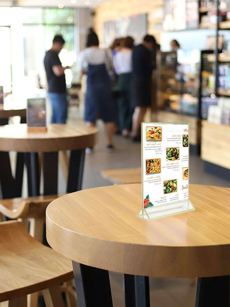 5x7 Clear Acrylic 2 Sided Frames with Gold Borders and Vertical Stand (Pack of 6)| Ideal for Wedding Table Numbers, Double Sided Sign, Clear Photos, Menu Holders,by Cq acrylic 3