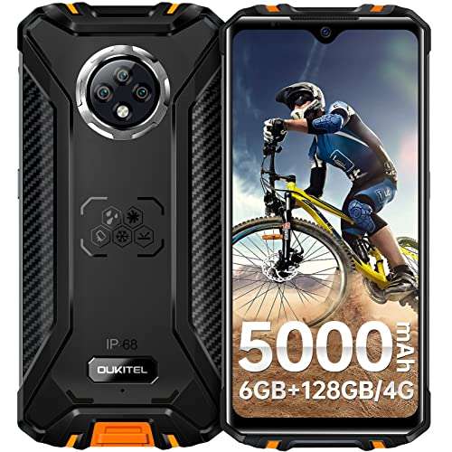 OUKITEL WP8 Pro Unlocked Rugged Smartphone, 6.49" Screen Rugged Phone, 4GB RAM 64GB ROM, 5000mAh Battery IP68 Waterproof Rugged Cell Phone, Android 10, Dual SIM 4G, 16MP Triple Cameras, NFC, Orange 1
