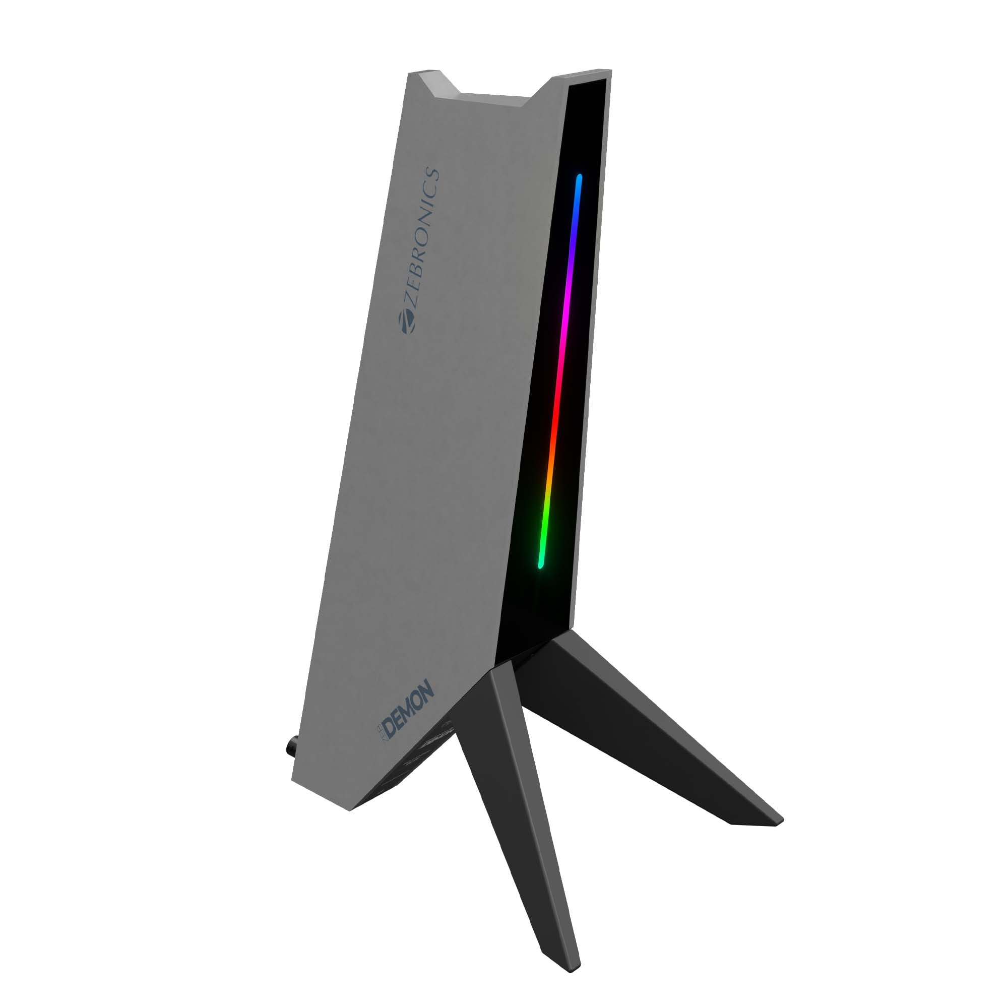 ZEBRONICS Zeb-Demon Tabletop Over Ear Gaming Wired Headphone Stand with RGB Led, Dual USB Ports, 3.5Mm Jack, Abs Material, 1.5 Meter USB Cable & Zeb-Blaze XL RGB Gaming Mouse Pad 3
