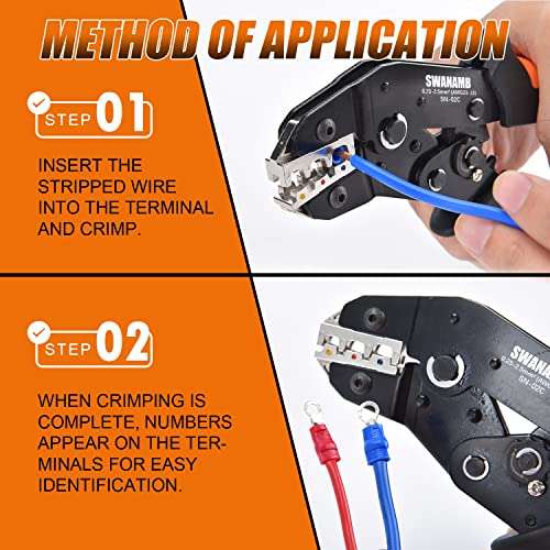 SWANAMB Wire Crimping Tool Kit AWG 23-13 With 280 PCS Insulated Wire Electrical Connectors - Butt, Ring, Spade, Quick Disconnect - Crimp Terminals Cable Lugs Assortment Kit Crimping plier Set 6