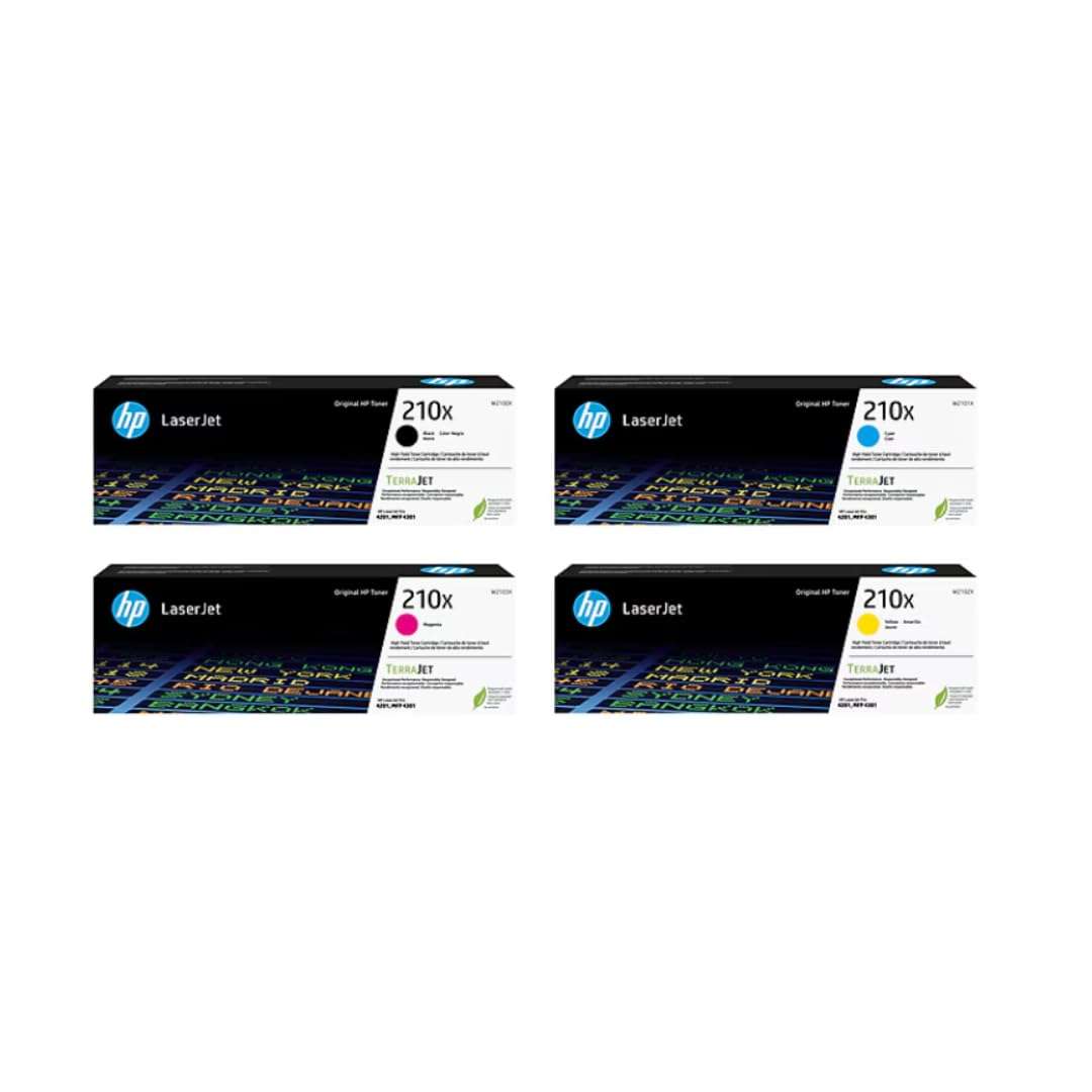 HP 210X High-Yield Toner Cartridge 4-Pack (Black, Cyan, Magenta, Yellow) | Compatible Color LaserJet Pro 4201 & MFP 4301 Series Printers | W2100XQ1 1