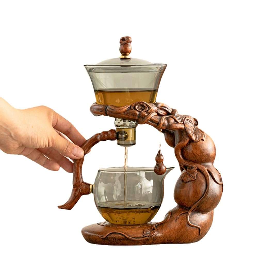 25cm Grey Glass Lazy Person Automatic Tea Set and Tea Dispenser Light Luxury High-end 1