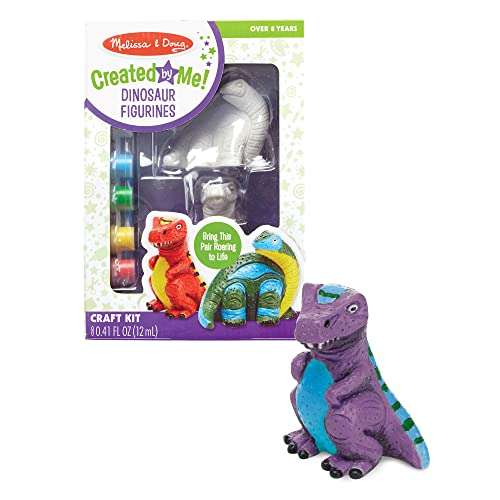 Melissa & Doug Created by Me! Dinosaur Figurines Craft Kit (2 Resin Dinosaurs, 6 Paints, Paintbrush) 6