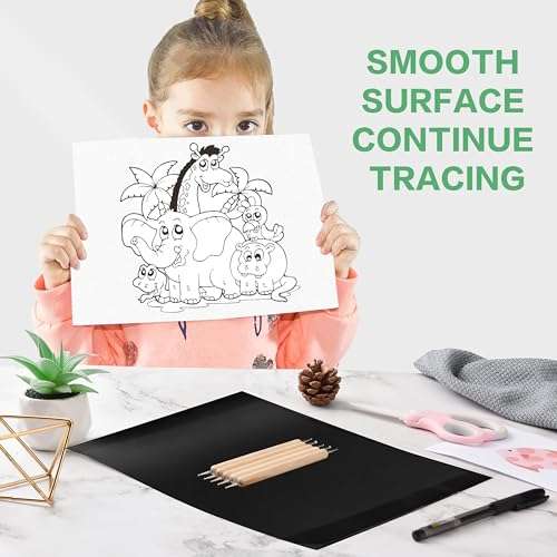 200 Sheets Carbon Paper Graphite Paper Black Carbon Transfer (8.5 x 11.5 inch) with 5 PCS Embossing Styluses Dotting Tools for Wood Paper Canvas Craft 5